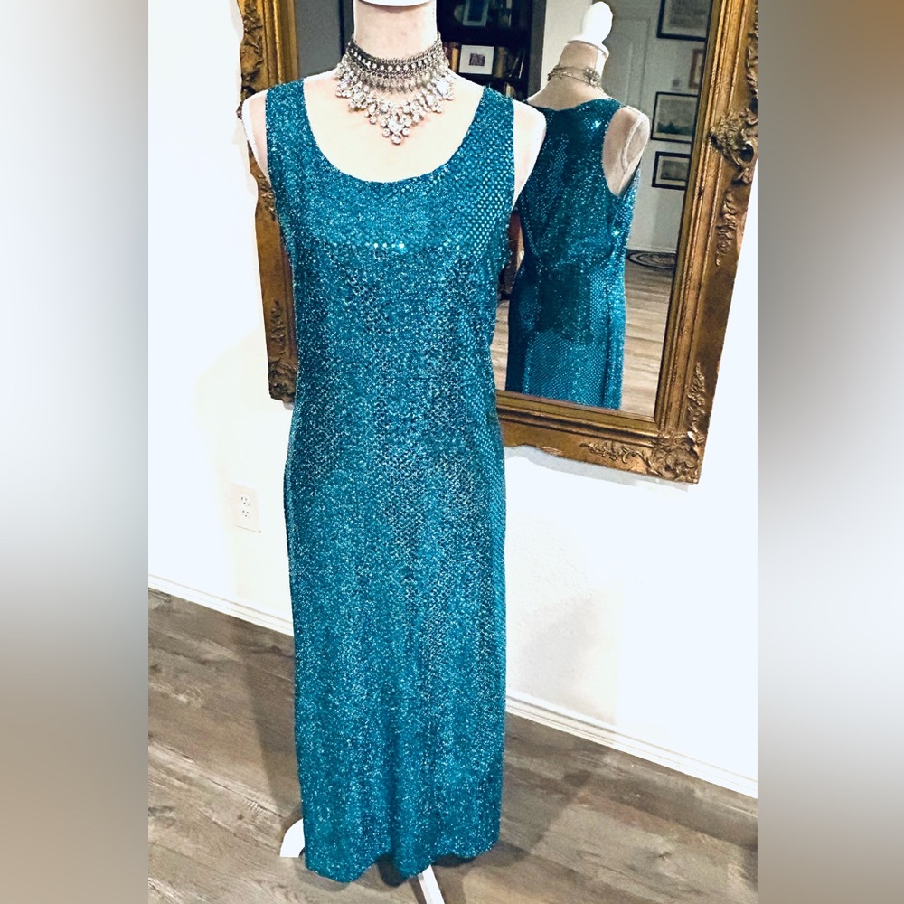 Byer Studio California sparkling full length formal gown prom black tie dress